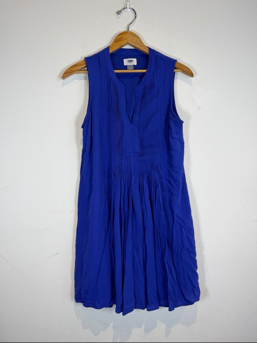 Old Navy Sleeveless Pintuck A-Line Dress in Cobalt Blue, Size Medium